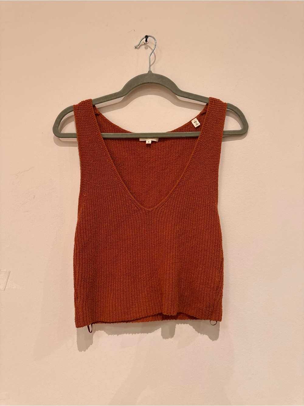 A.L.C. Rust Knit V-Neck Cropped Tank